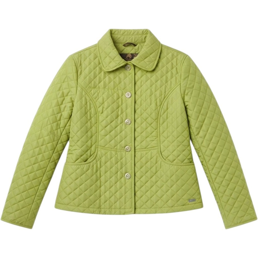 Steve Madden Quilted Jacket Lime Green Floral Lining Button Front Size L